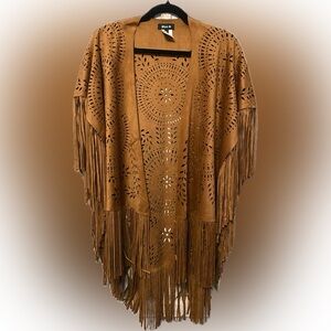 Fringed Brown Women's Poncho